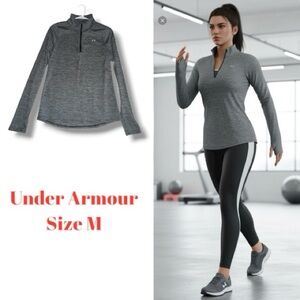 Under Armour HeatGear Top Gray 1/4 Zip Athletic Pullover Thumbholes Women’s M